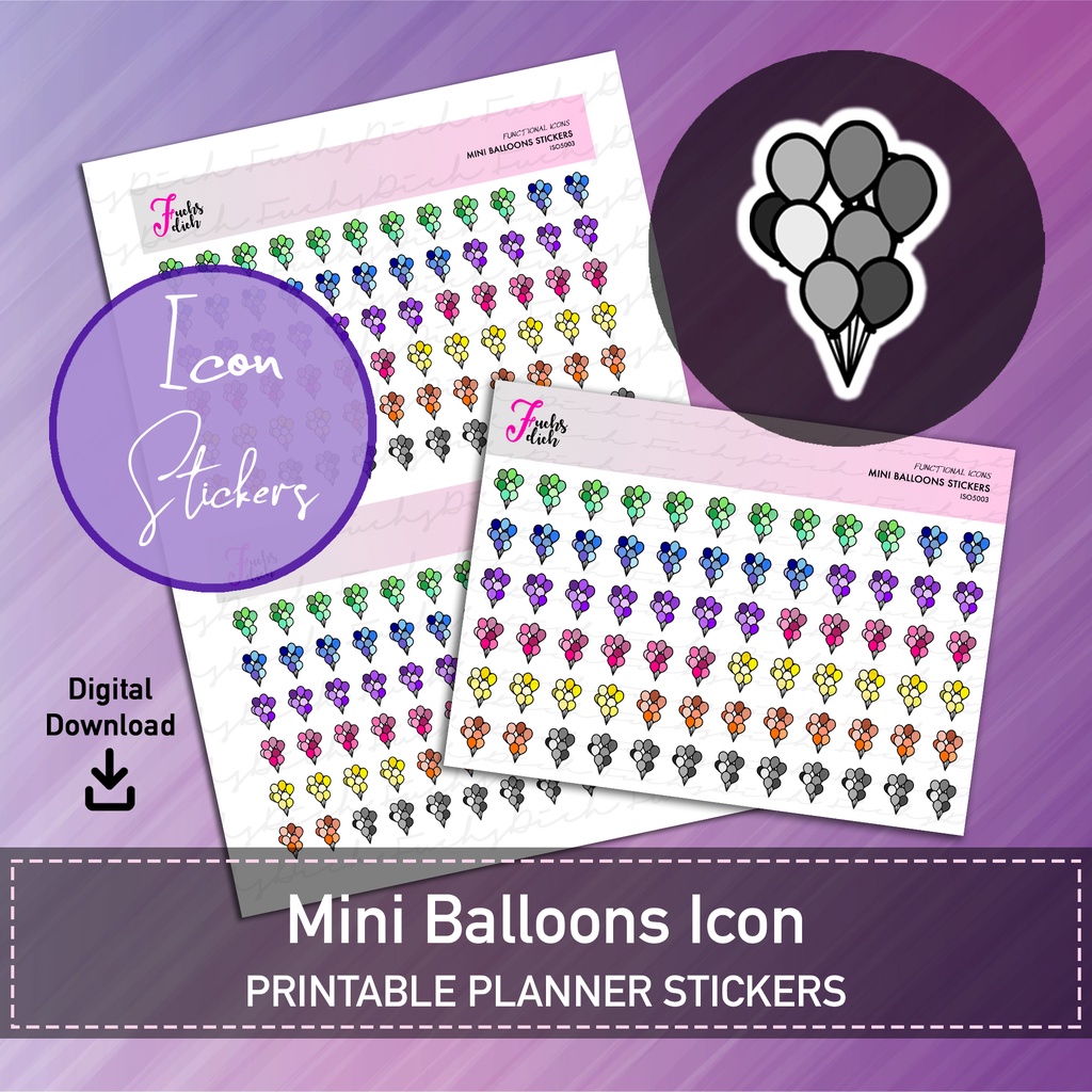FuchsDich Printable Mini BALLOONS Icon Stickers | PDF File | Party ...