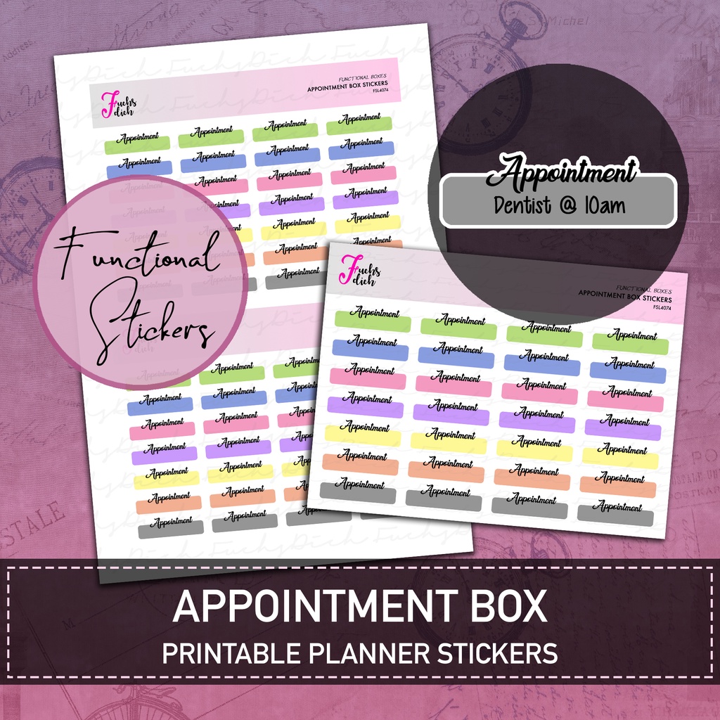 FuchsDich Printable APPOINTMENT Boxes Stickers | PDF File | Label Box ...