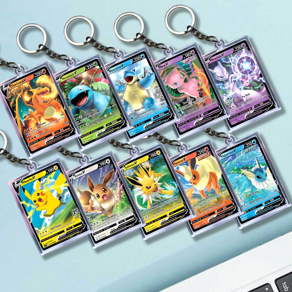 GANTUNGAN Pokemon Hologram Keychain Card Keychain front and back ...