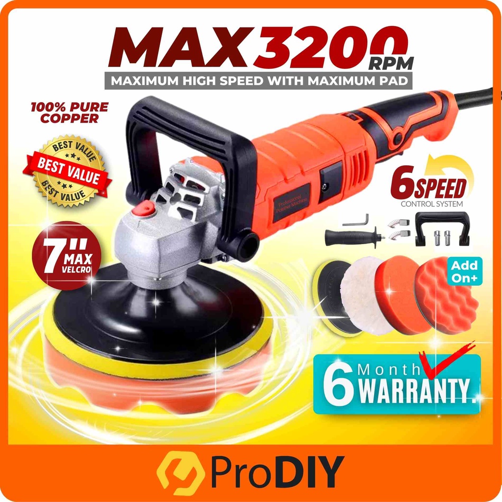 PRODIY 9227CB 7 inch 7" 180mm Car Polisher Machine Polish Pad Mesin