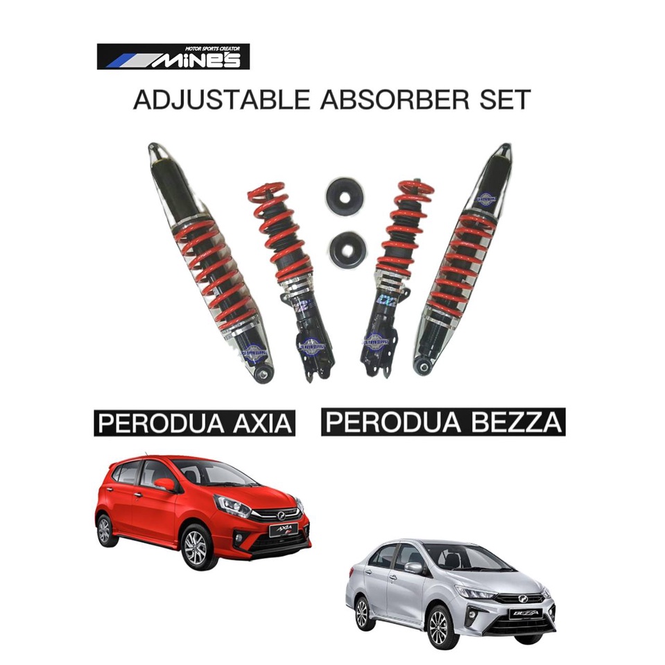 Perodua Axia Bezza Adjustable Absorber Set High Low Body Shift
