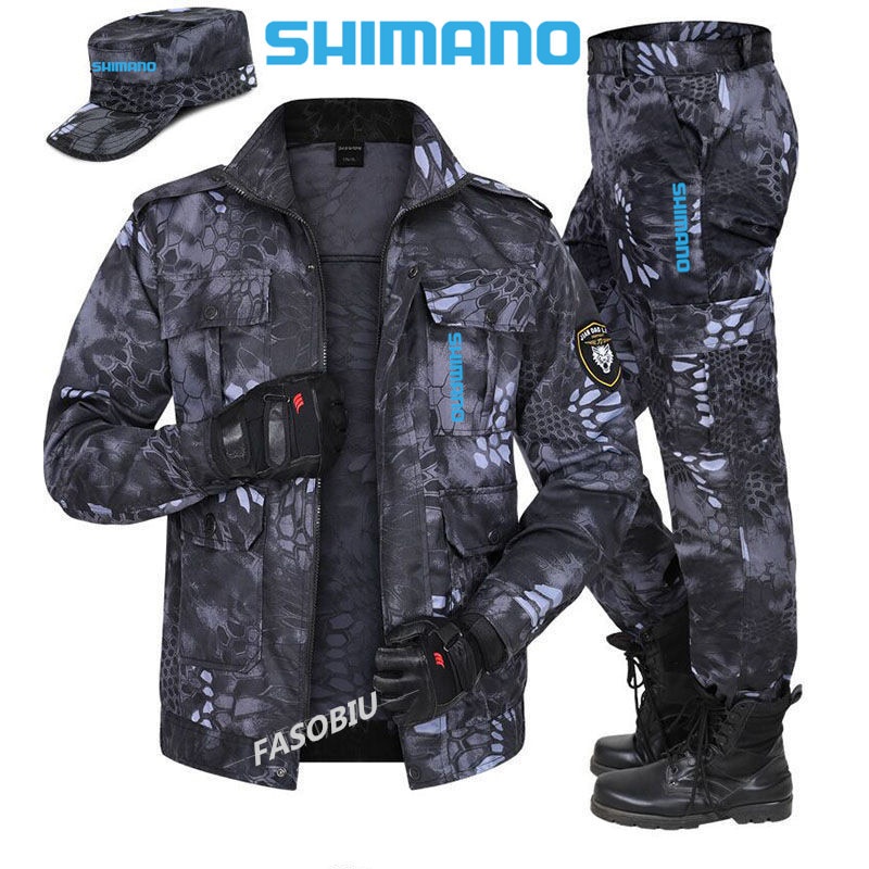 New 2022 Shimano Fishing Clothing Waterproof Windproof Camouflage Man  Outdoor Fishing Set Softshell Hiking Fishing Clothes + Cap