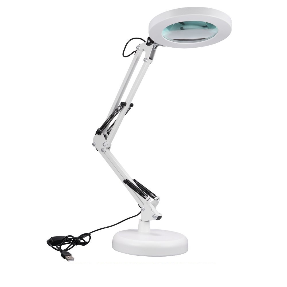Magnifying Lamp with Clamp, / Base Lighted Magnifier Desk Lamp with