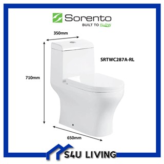 SORENTO SRTWC287A-RL One Piece Rimless WC Water Closet S Trap 10 Inch ...