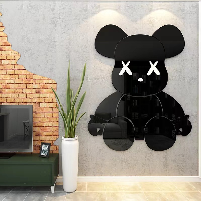 Bearbrick Wall Sticker Acrylic Cartoon Mirror Wall Decals Bear