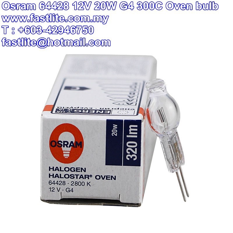 Osram 64428 12V 20W G4 Oven lamp 300° (made in Germany)