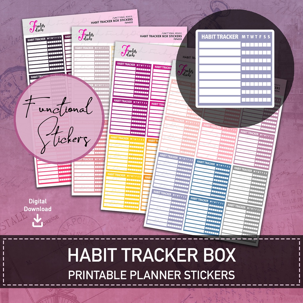 FuchsDich Printable HABIT TRACKER Stickers | PDF File | Box Stickers ...