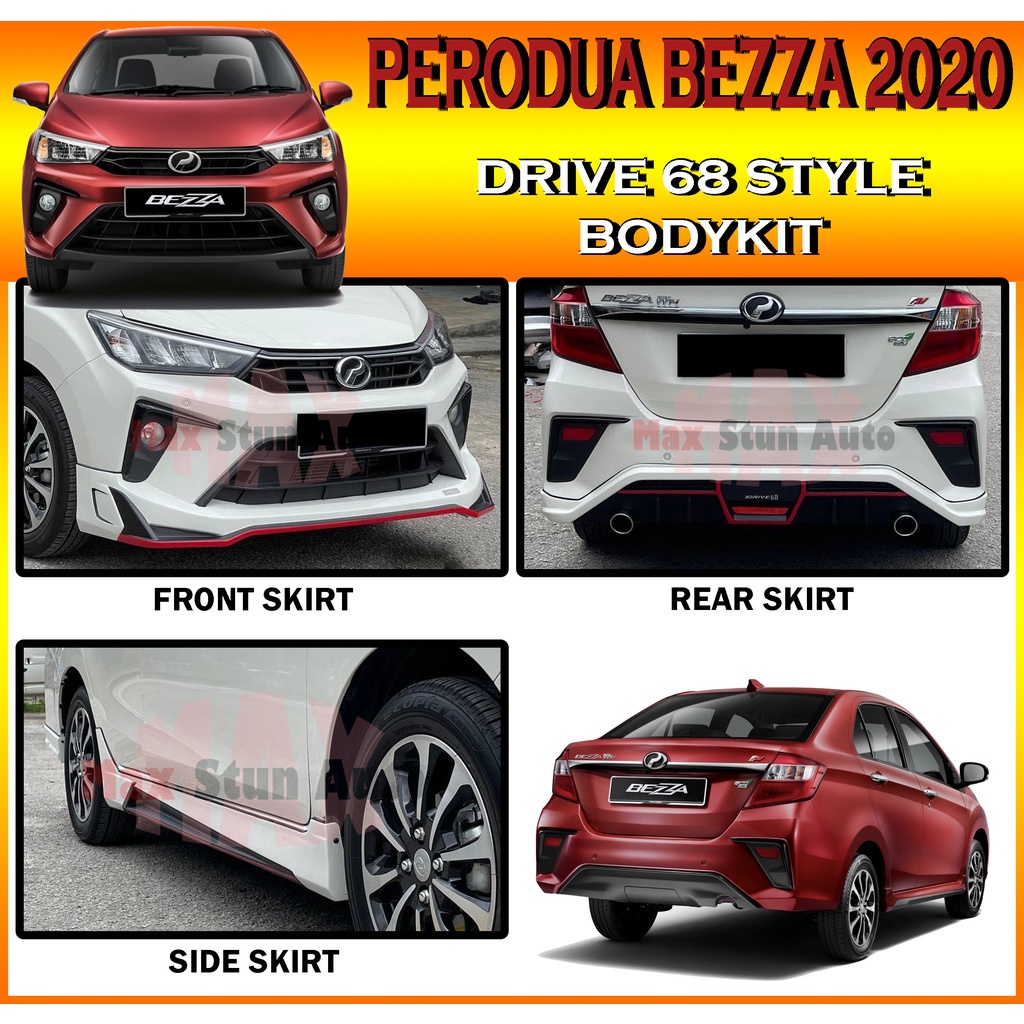 Perodua Bezza Facelift Drive Style Fullset Bodykit Without Paint D Abs Skirt Lip