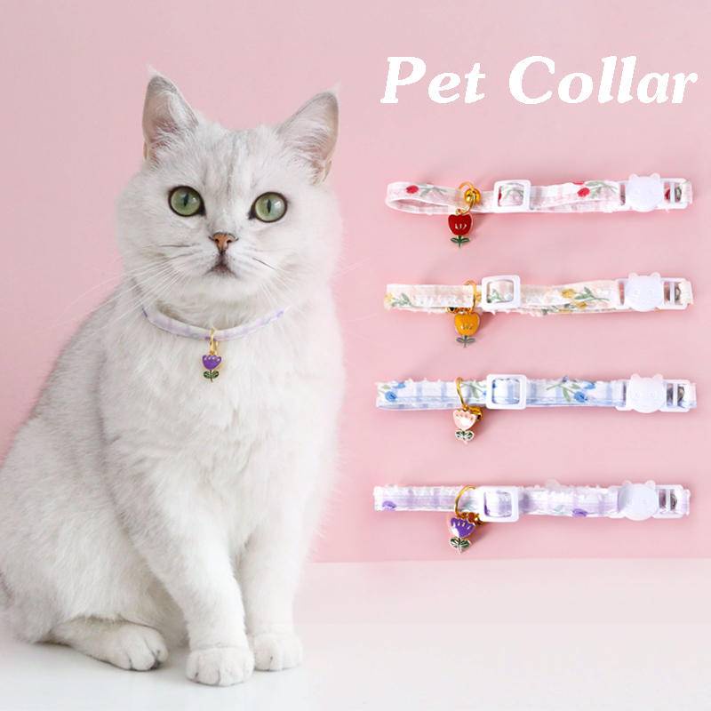 Pet Collar Cat Collar Tulip Dog Collar Lattice Flower Sequin Pendant