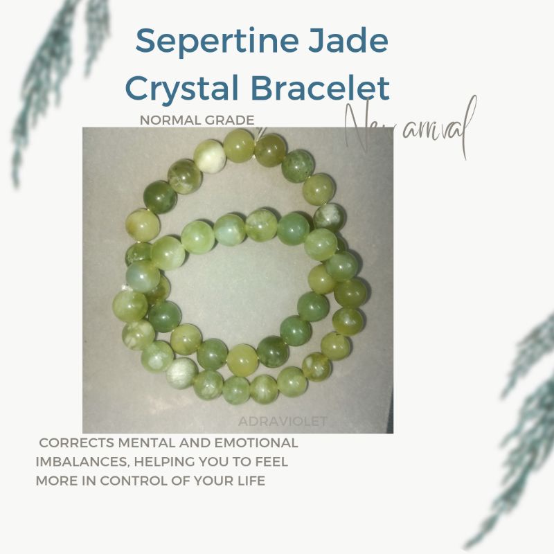 Gelang Tangan Aura Kristal Batu Jed PREMIUM Sepertine Jade Crystal Bracelet for Female Male Shopee Malaysia