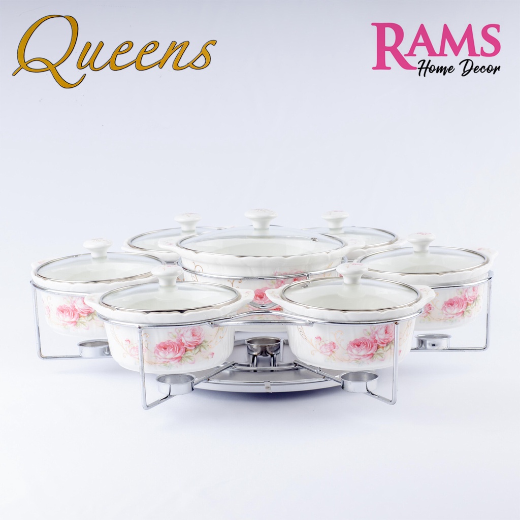 Queens 16pcs Premium Porcelain Serveware Set / Chafing Dish Set with