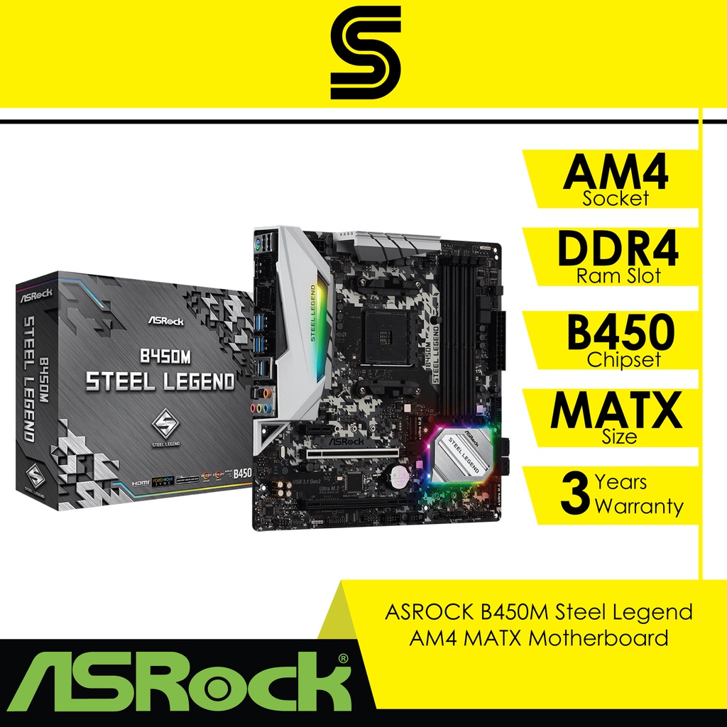 Asrock b450m steel on sale legend