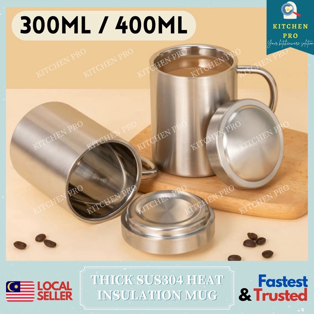 𝐊𝐈𝐓𝐂𝐇𝐄𝐍 𝐏𝐑𝐎 | Thick Stainless Steel 304 Heat Insulation Mug / Mug With ...