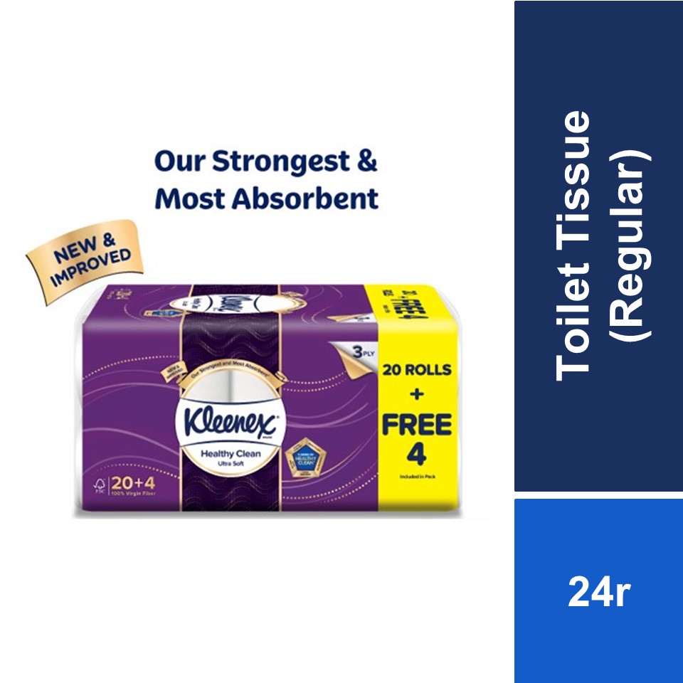 Kleenex Bath Tissue Clean Care Regular 3 Ply (200's x 20 + 4R