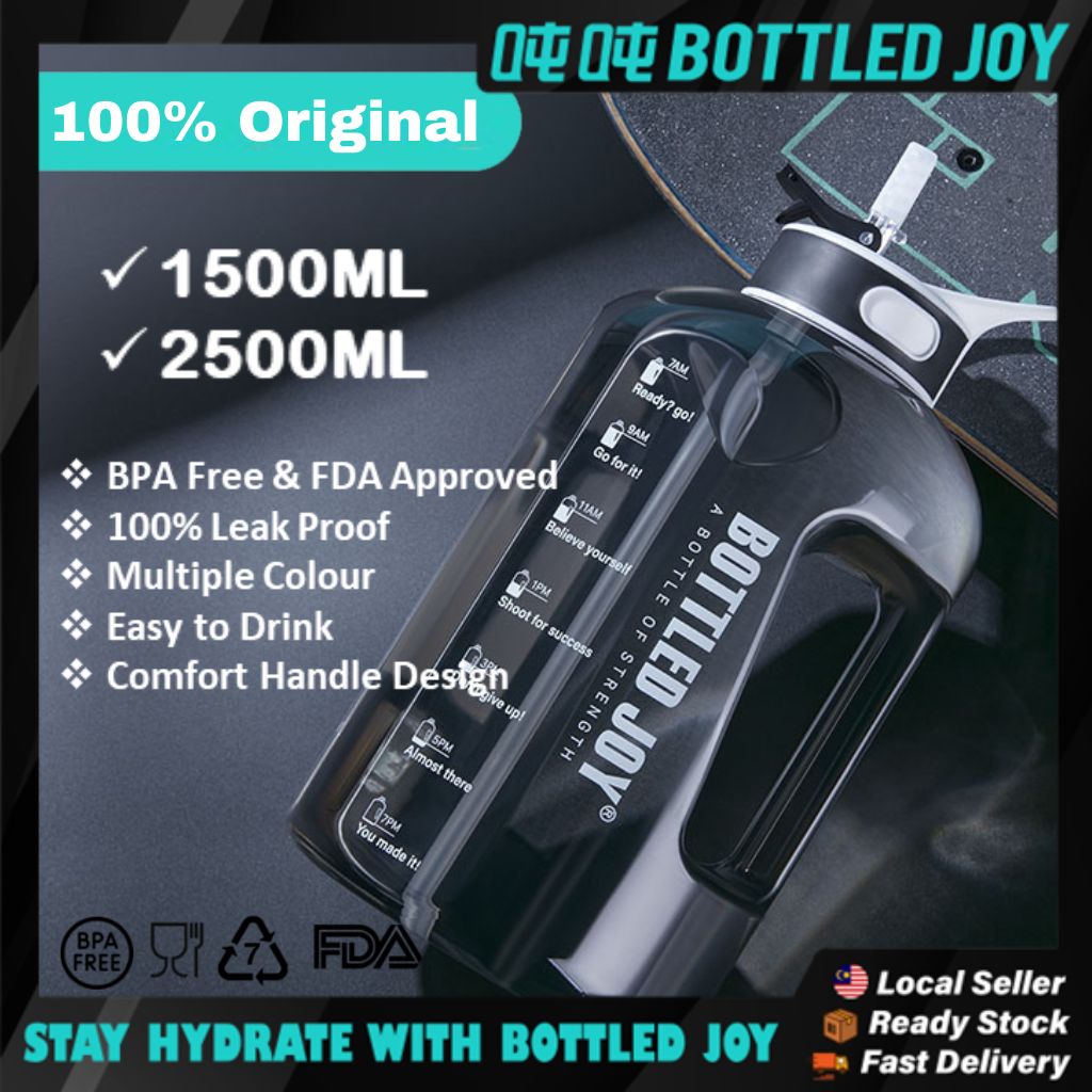 Bottled Joy 【PETG】BPA Free Sports Bottle w/Straw Gym Workout Outdoor