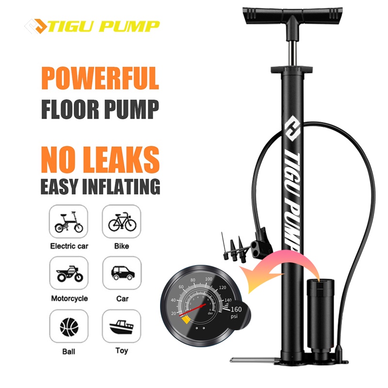 TIGU High Pressure Bicycle Pump With Gauge 160 PSI Air Pump for Bike