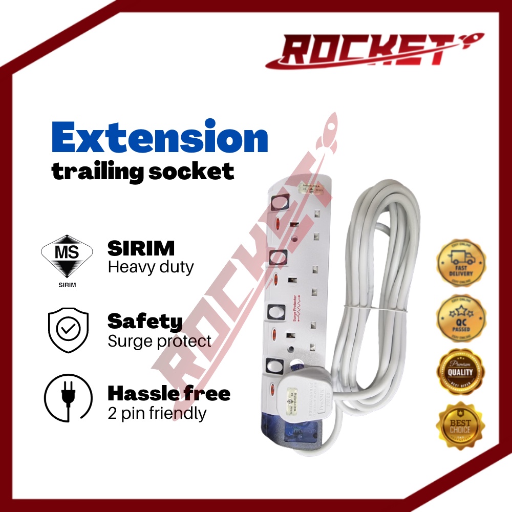 SIRIM Extension Trailing Socket Travel High Quality Heavy Duty Plug ...