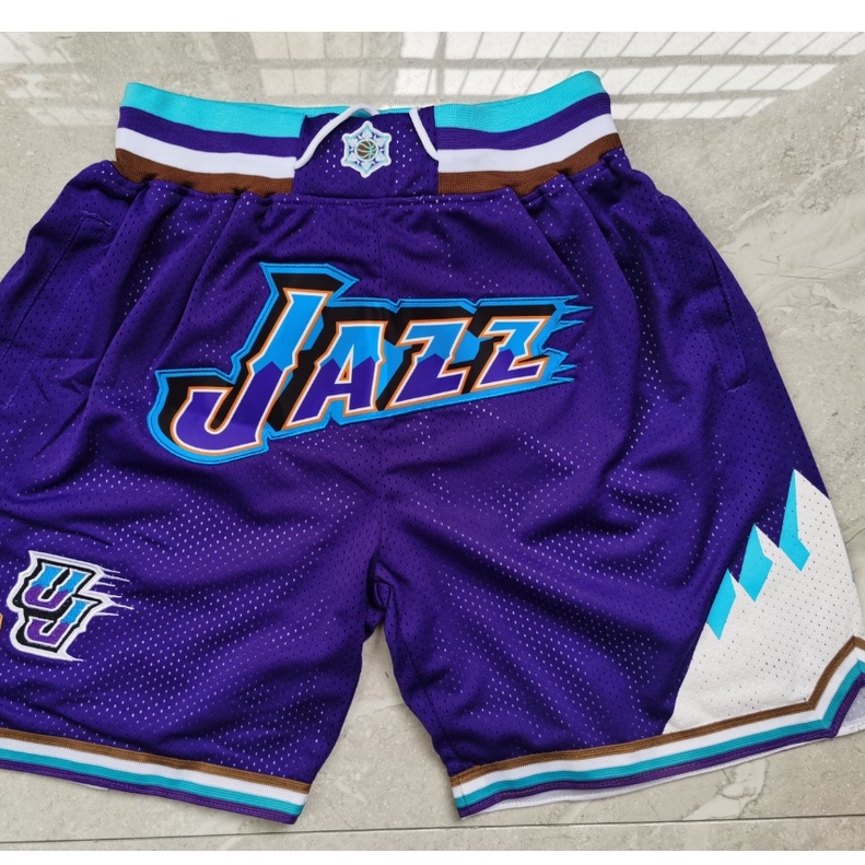 pockets available new men's Utah Jazz Karl Malone John Stockton Donovan  Mitchell embroidery basketball shorts pants purple