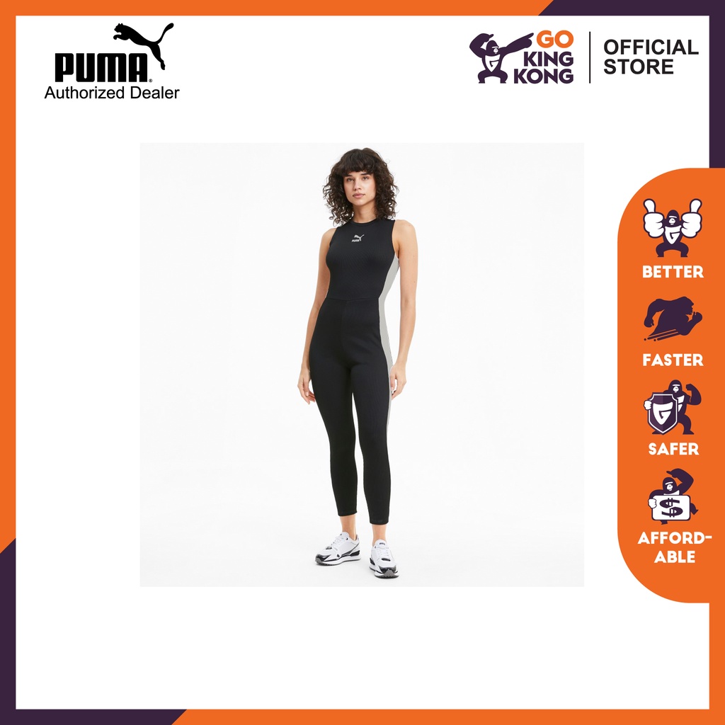 PUMA Classics T7 Shortsleeve Tight Jumpsuit Puma Black Adults Female 59790801 100 AUTHENTIC