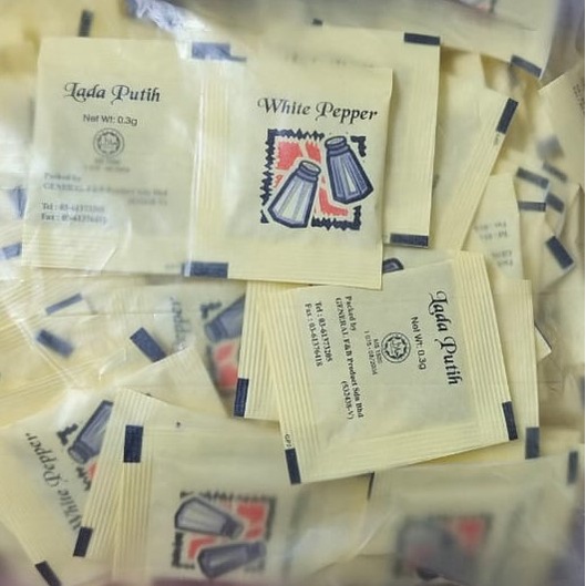 White Pepper Sachets 0.3g X 100s (fast posting) Lada Putih Peket Halal ...
