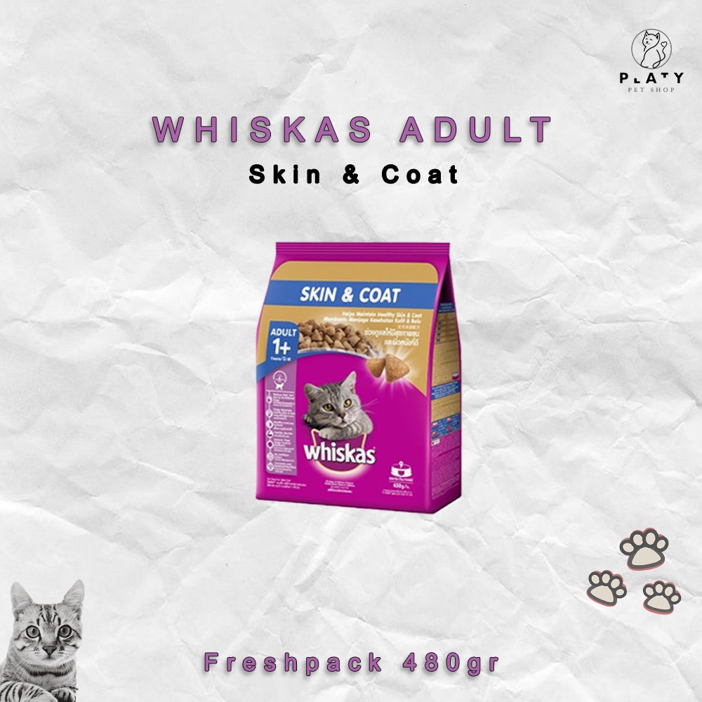 Whiskas Dry Skin & Coat 480gr Dry Cat Feed Food Cat Dry Food