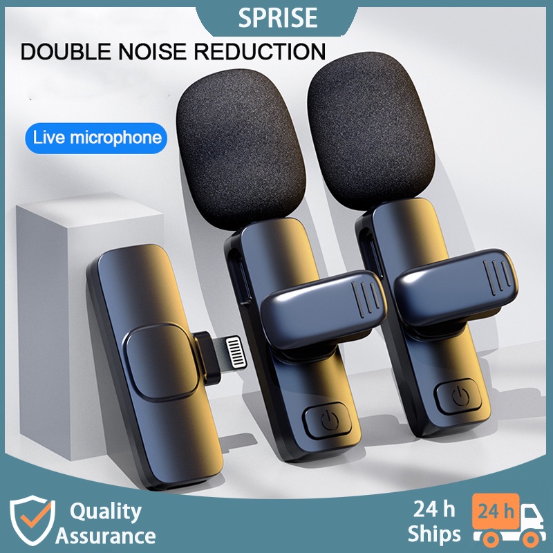 SPRISE Wireless Lavalier Microphone USB Noise Cancelling Mini Microphone For Phones Portable Recording Mic Clip Mikrofon Live Streaming