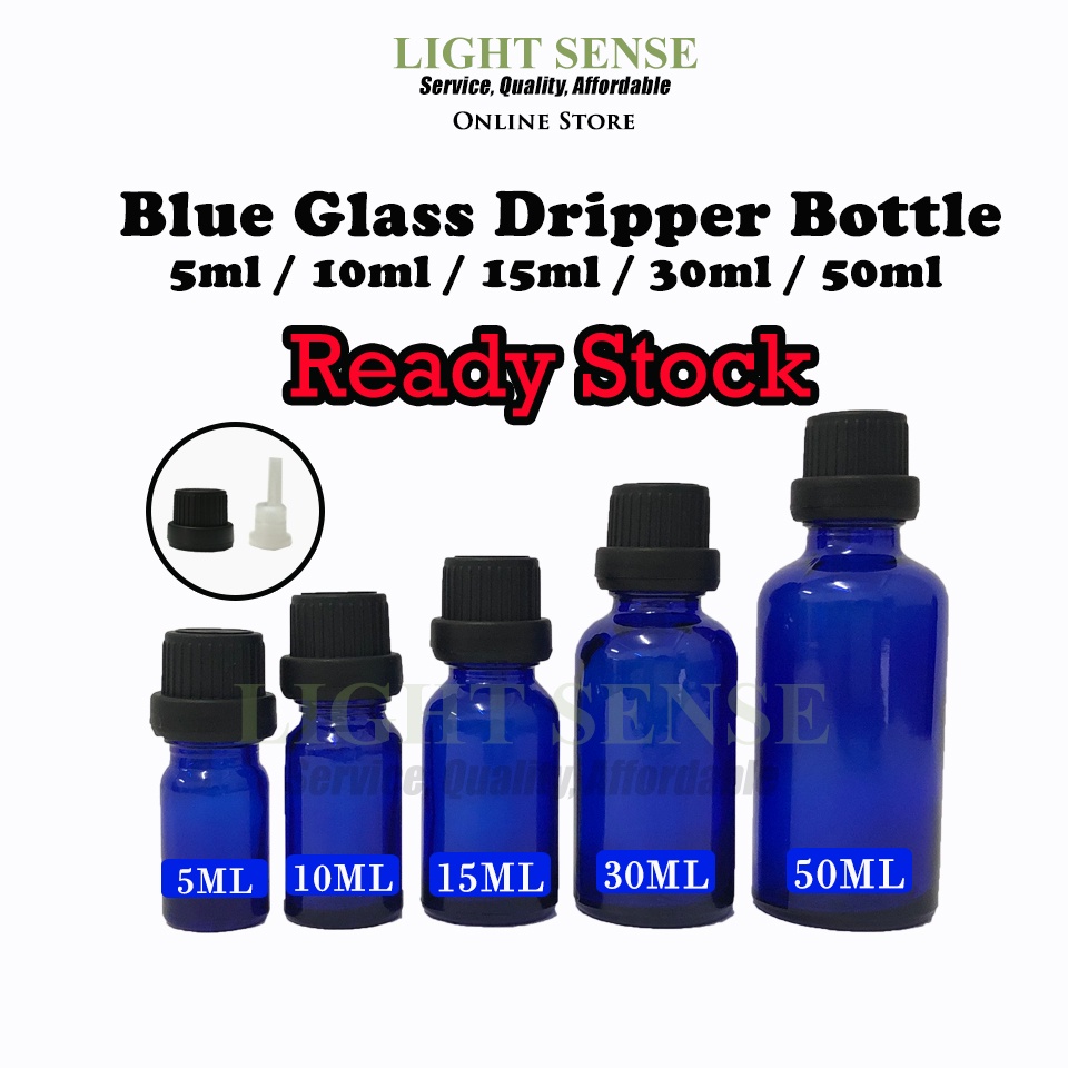 Blue Glass Dripper Bottle 5ml 10ml 15ml 30ml 50ml | Shopee Malaysia