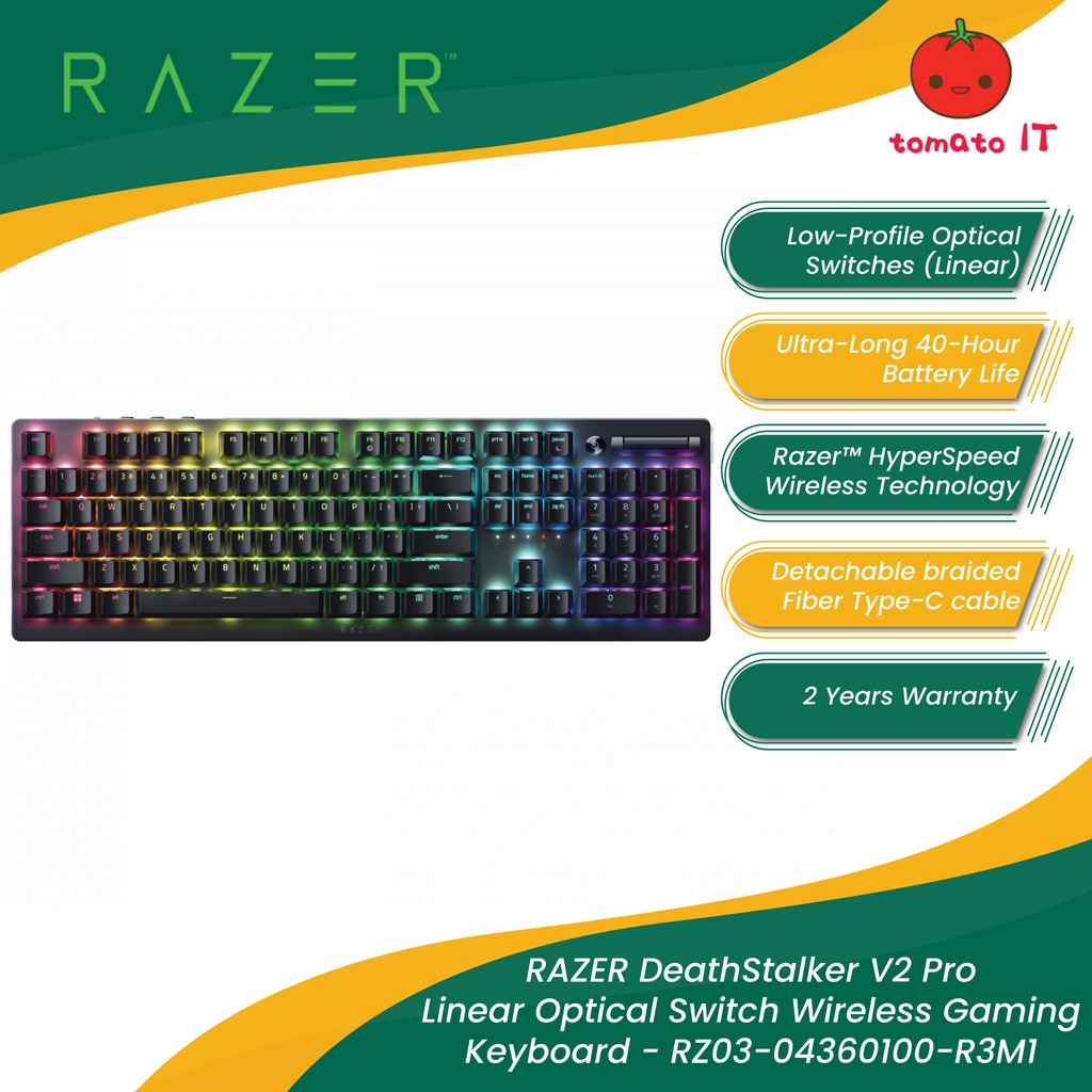 RAZER DeathStalker V2 Pro Wireless Low-Profile RGB Optical Gaming ...