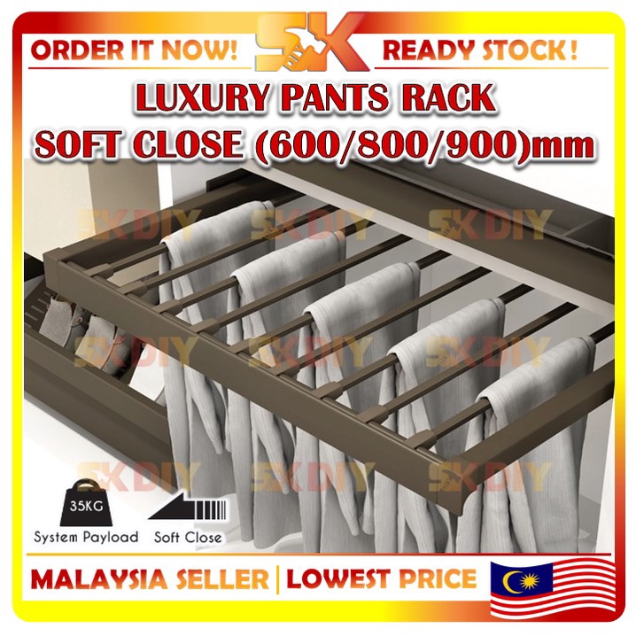 ECOWARE Luxury Pants Rack 600mm & 800mm & 900mm With Soft Close Slide ...