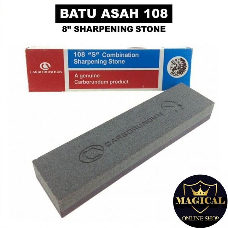 108S" Carborundum Combination SHARPENING STONE / BATU ASAH CAP DAYAK