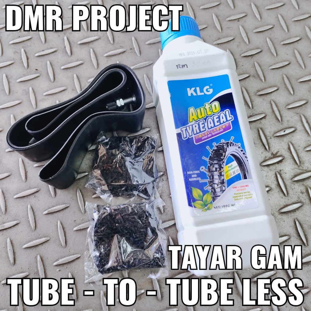 TAYAR GAM TUBE LESS (1BOTAL/1000ML) ALLOY RIM TUBE LESS GAM (GETAH+GAM ...