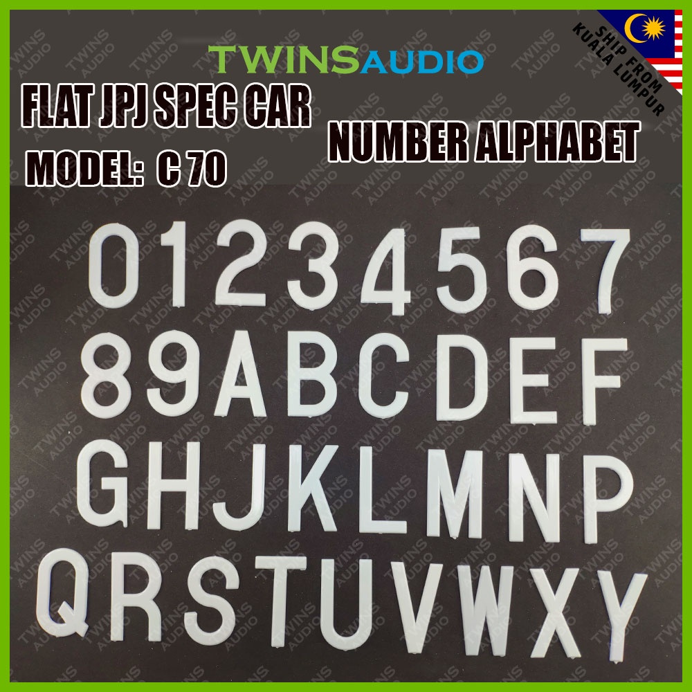 Flat JPJ Spec Car Number Alphabet C70 (1 PC) / Nombor Plate Kereta ...