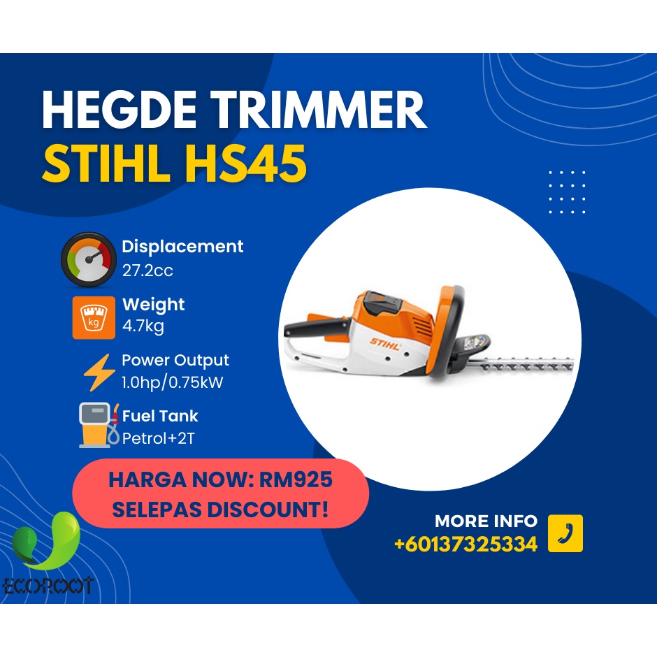 ECOROOT100ORIGINAL STIHL HEDGE TRIMMER HS45 GERGAJI POKOK (100