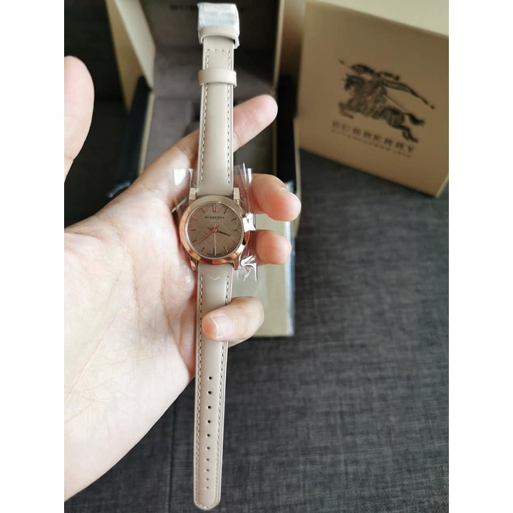 Real Photo Original Burberry Women s Rose Gold Heritage Gold tone Leather Watch BU9210 Jam Tangan Wanita Shopee Malaysia