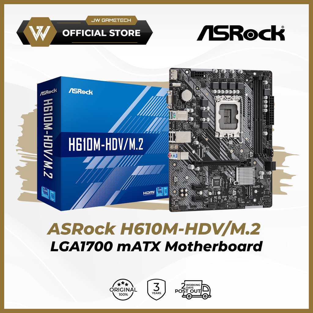 ASRock H610MHDV/M.2 LGA1700 mATX Motherboard Shopee Malaysia