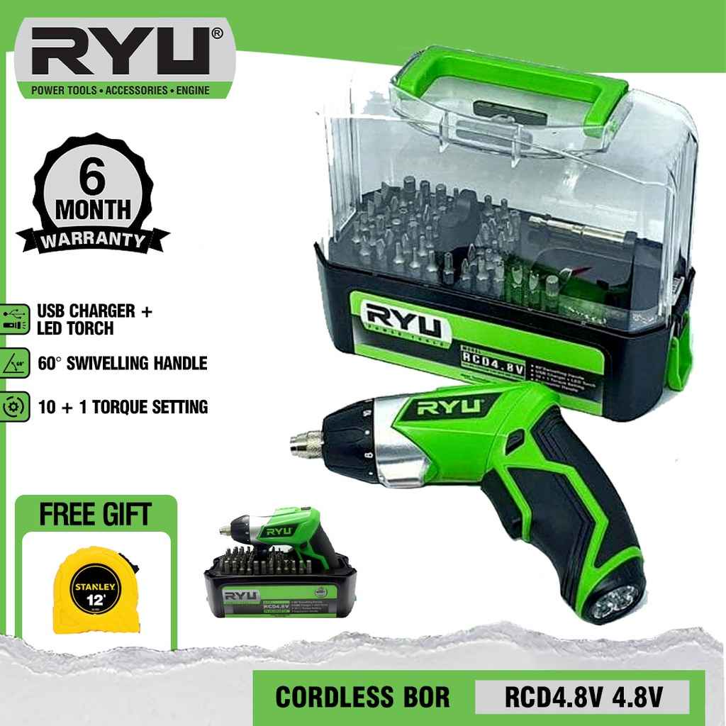 RYU RCD4.8V CORDLESS SCREWDRIVER 4.8V | Shopee Malaysia