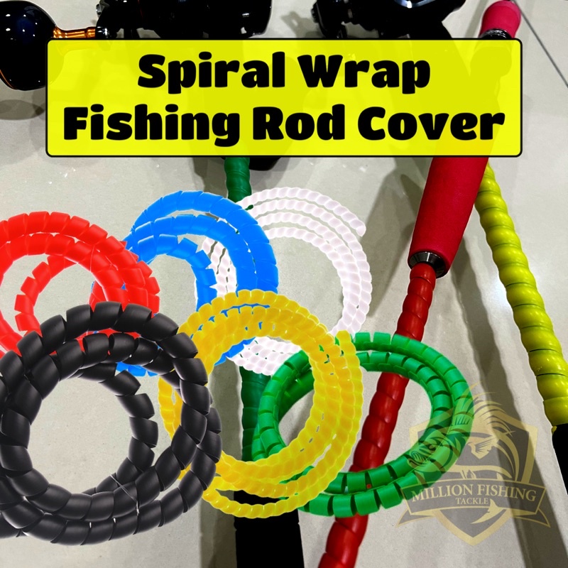 MillionFishing】Rod Protector Spiral Wrap Cover Rod Pancing 1meter Plastic Cover  Fishing Rod Accessories Tackle