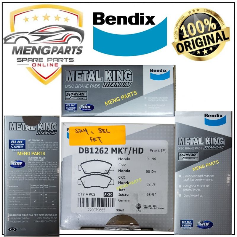BENDIX MATELKING BLUE TITANIUM FRONT DISC PAD HONDA CIVIC SR4 ,SO4 ...