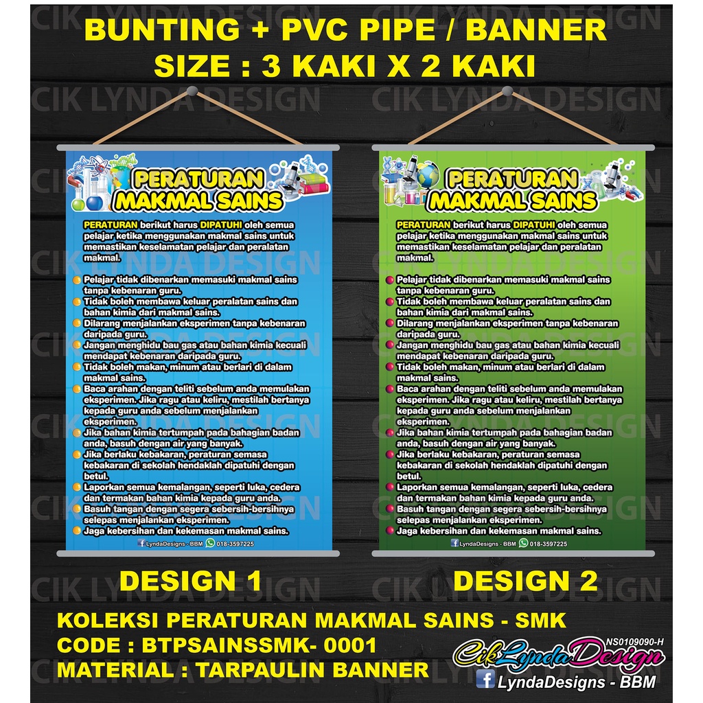 Pre Order Bunting Pvc Pipe Peraturan Makmal Sains Smk Shopee