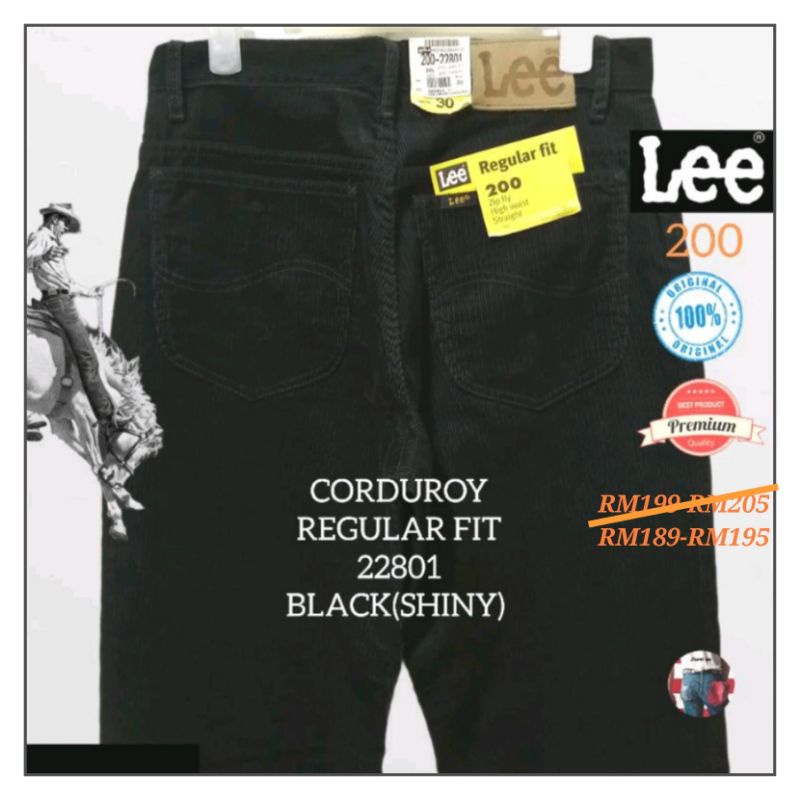 LEE ORIGINAL CORDUROY REGULAR JEANS (BLACK SHINY) 200-22801 | Shopee ...