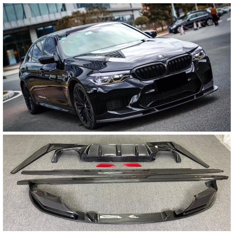 For Bmw 5 Series G30 G38 2018 2022 Real Carbon Fiber Bumper Front Lip