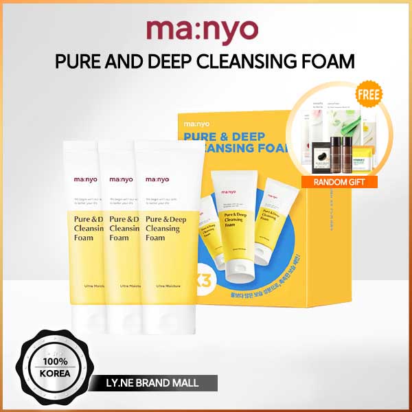 MANYO Factory Pure And Deep Cleansing Foam 100ml x 3pcs SET / Facial cleanser Shopee Malaysia