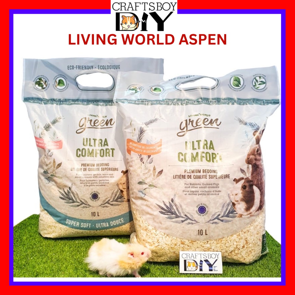 Living World Hamster Bedding Aspen Bedding Green Ultra Comfort Premium10L Hamster Bedding Kayu
