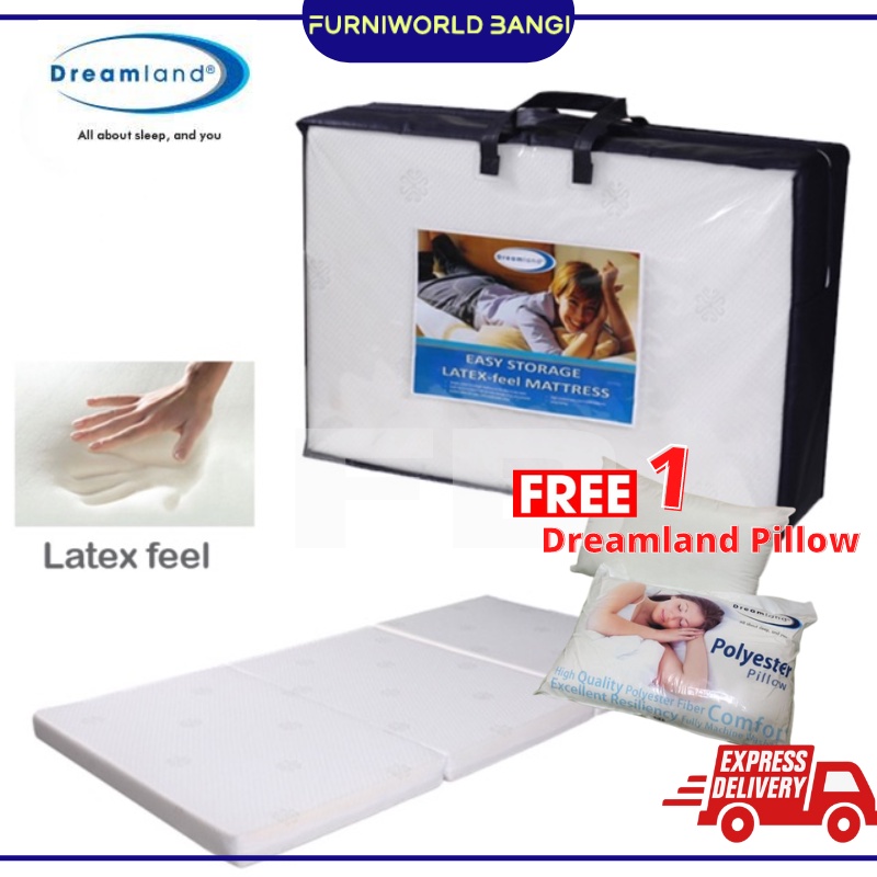 Dreamland tri fold foldable premium rebound foam single size mattress 8cm thick tilam lipat
