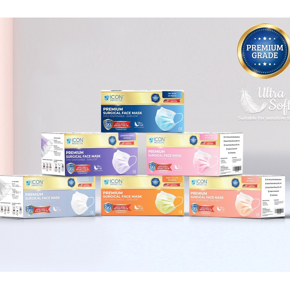 Icon 3ply Medical Face Mask for Sensitive Skin (Premium Ultra Soft