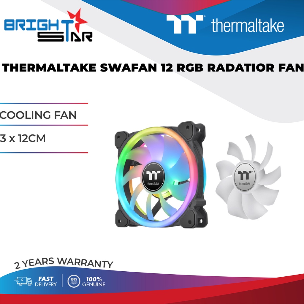 COOLING FAN / THERMALTAKE SWAFAN 12 RGB RADATIOR FAN / 3 x 12CM / 2Y ...