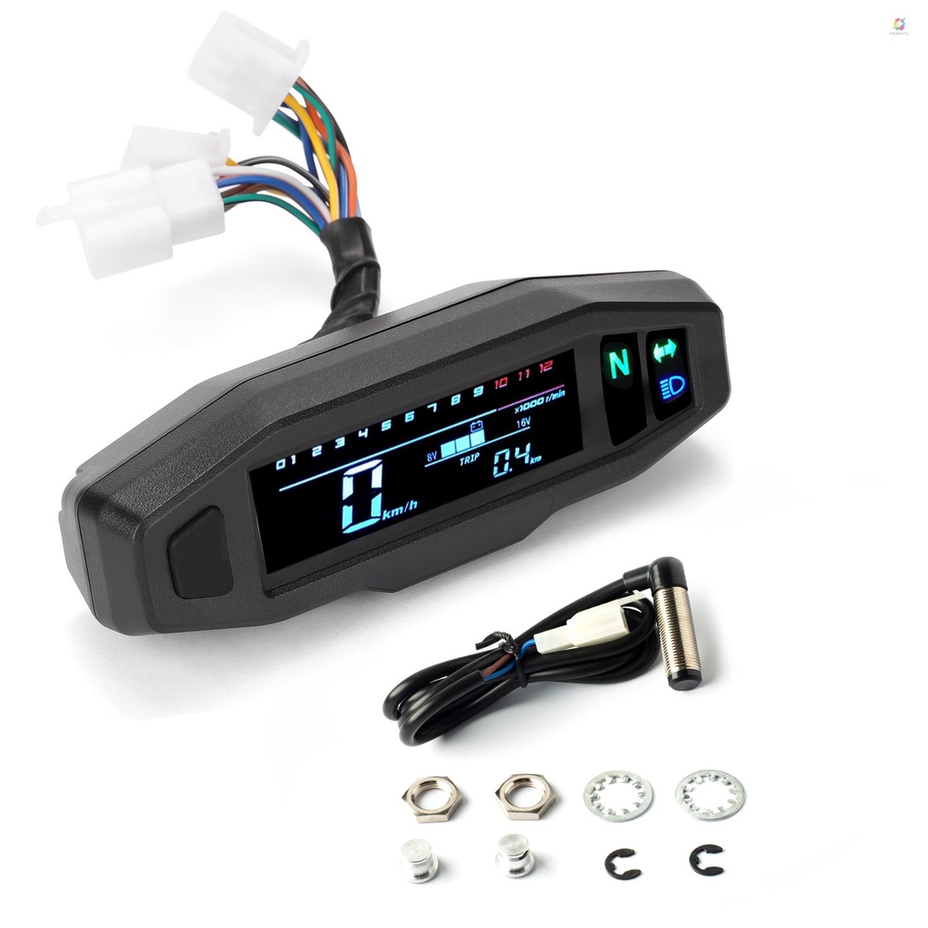 Kawamy Mini Universal LCD Digital Motorcycle Meter Speedometer Digital