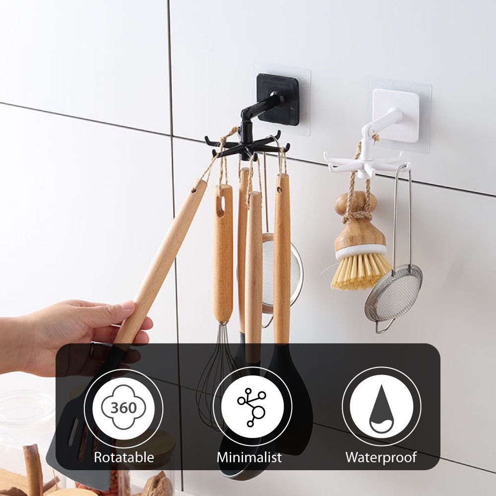 Punch-free 360 Degree Rotated Kitchen Spatula Spoon Rack Hanger ...