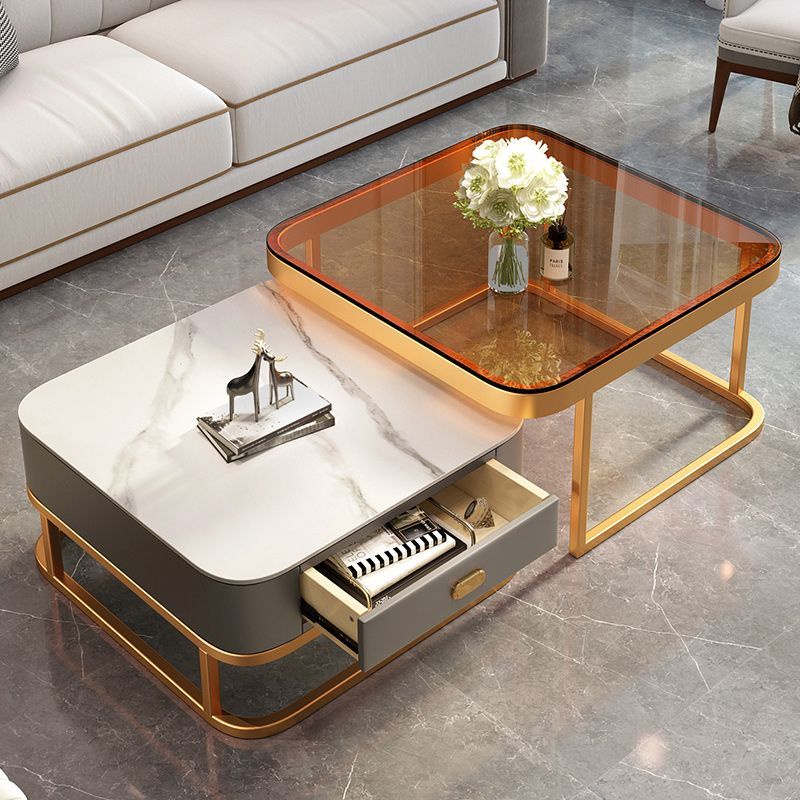 Glass tea table luxury living room tea table Side table round table