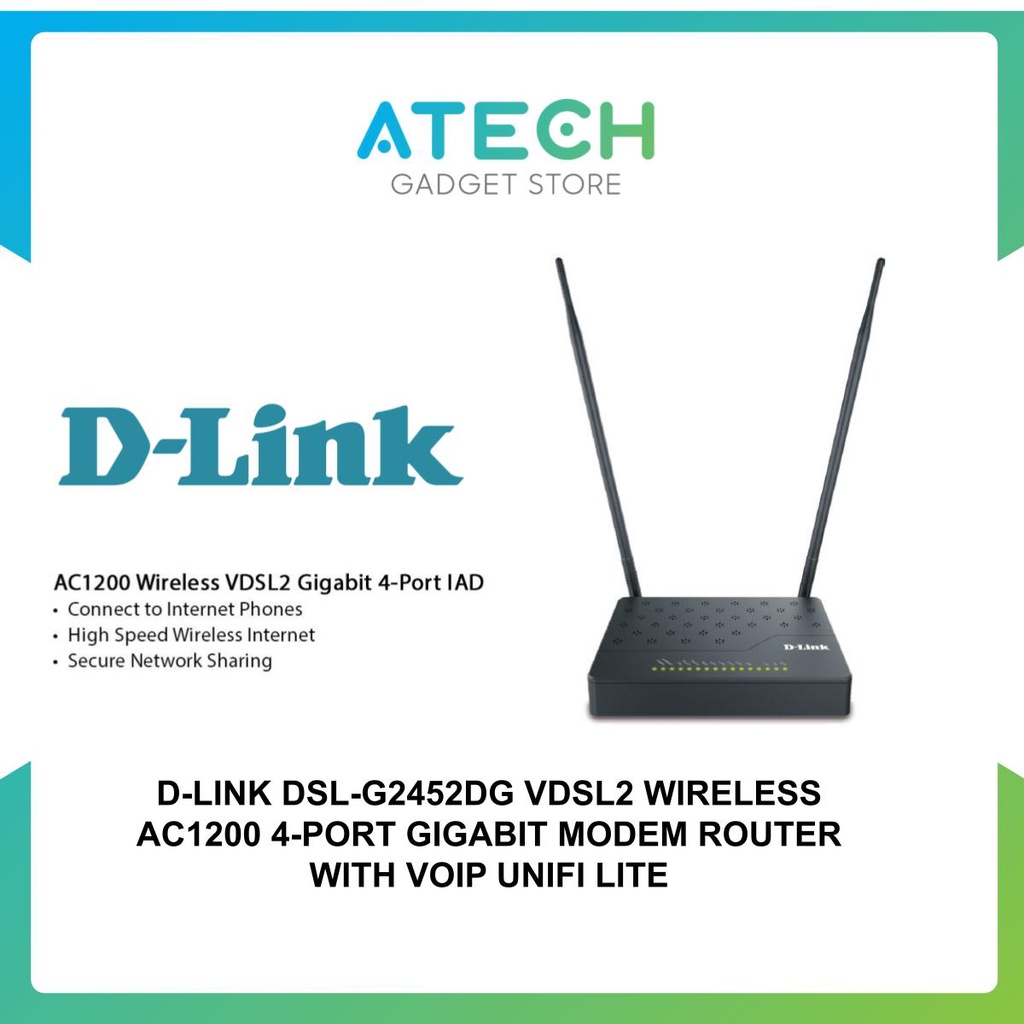 D-LINK DSL-G2452DG VDSL2 WIRELESS AC1200 4-PORT GIGABIT MODEM ROUTER ...